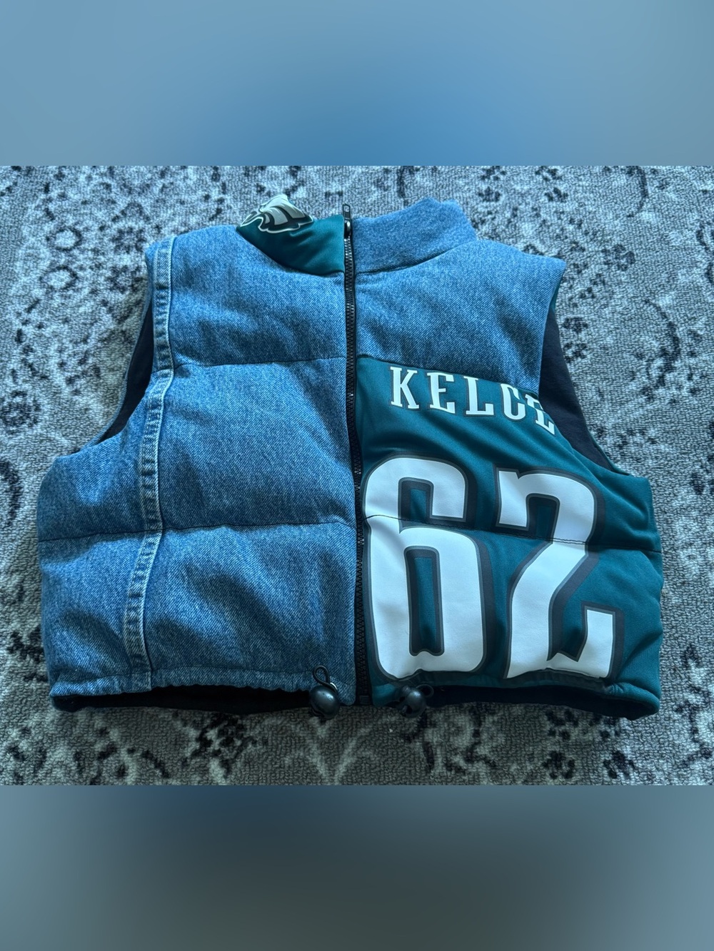 Philadelphia Eagles Kelce Women’s Full Zip Puffer Vest Denim